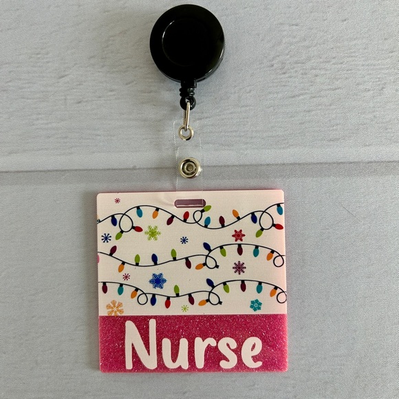 Glitter Badge Buddy | Nurse Card Holder | RN ID Tag Backer and Retractable Reel - Picture 7 of 11